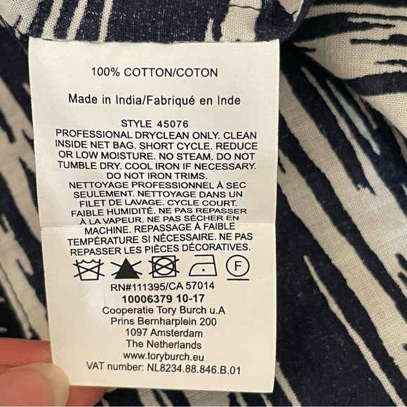 Tory Burch Navy Space Dye with Mirror Embellishement Tunic Size 4 - Picture 10 of 11